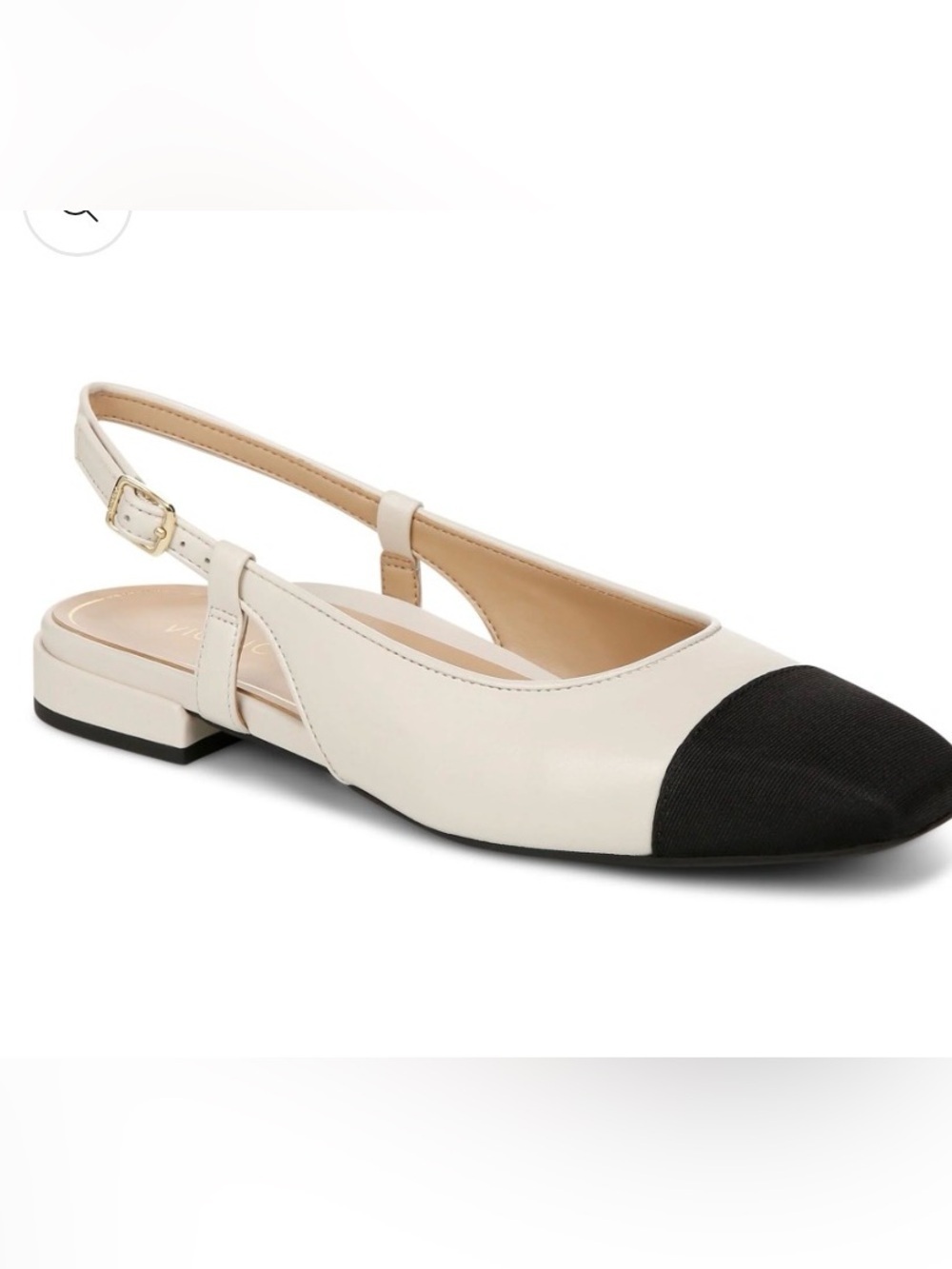 Vionic Petaluma Women's Slingback Supportive Flat Women’s Size 9 Ivory Black